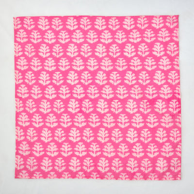 Fabricrush Watermelon and Lemonade Pink  Indian Floral Hand Block Printed Pure Pure Cotton Cloth Napkins, 18x18"Cocktail Napkin, 20x20" Dinner Napkins