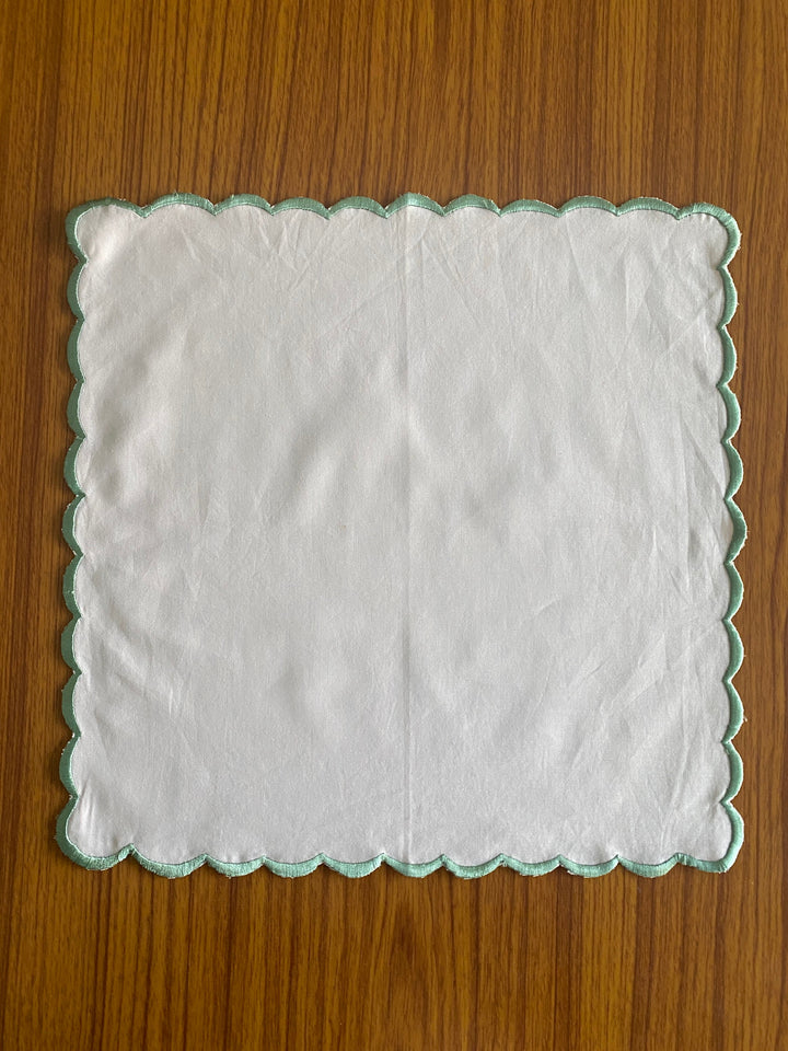 Fabricrush White Indian Soft Cotton Cloth Embroidered Scallops Napkins, Housewarming Farmhouse Home Event Wedding Gifts, 18X18"- Cocktail 20x20"- Dinner, Gift for her, gifts, Halloween, Christmas, Thanksgiving