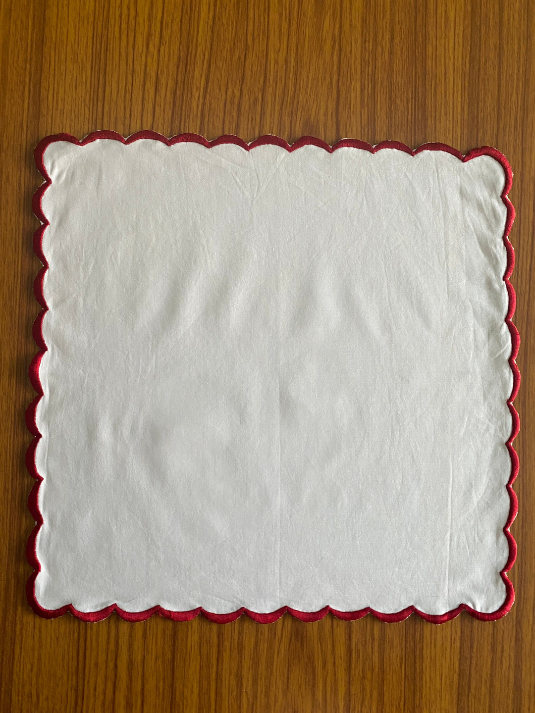 Fabricrush White Indian Soft Cotton Cloth Embroidered Scallops Napkins, Housewarming Farmhouse Home Event Wedding Gifts, 18X18"- Cocktail 20x20"- Dinner, Gift for her, gifts, Halloween, Christmas, Thanksgiving