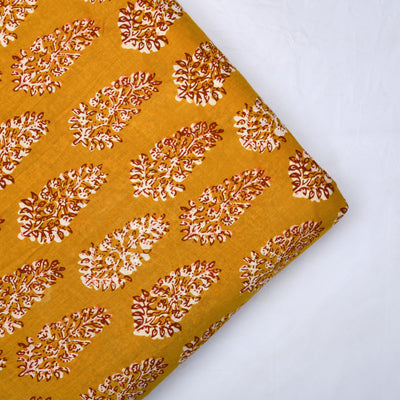 Fabricrush Vintage Yellow, Red and White Indian Printed 100% Pure Cotton Cloth, Fabric by the yard, Fabric By the Yard, Women's Clothing Curtain Pillow
