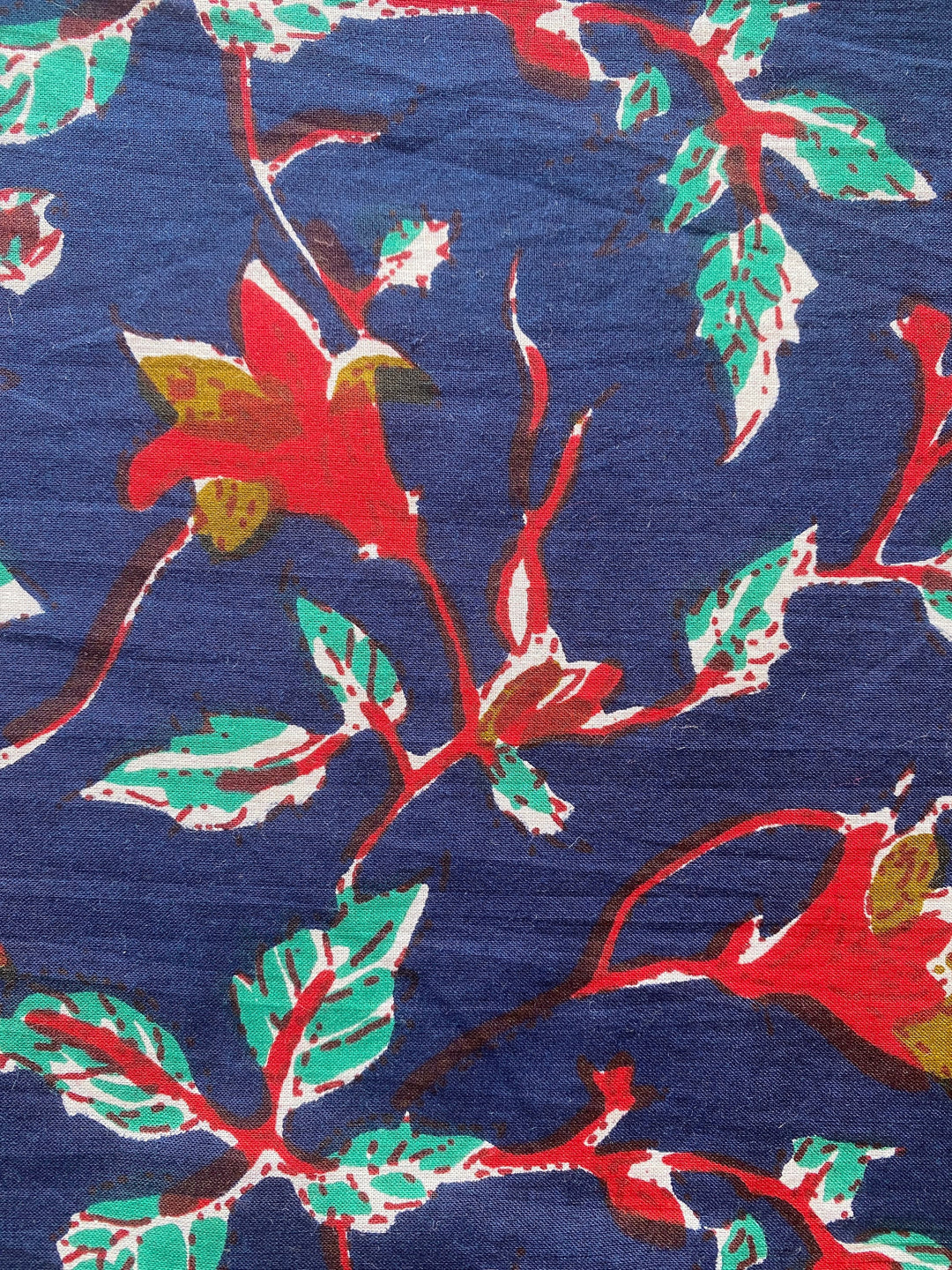 Fabricrush Dark Blue, Vermillion Red, Pine Green Indian Floral Printed 100% Pure Cotton Cloth Napkins, 18x18"- Cocktail Napkins, 20x20"- Dinner Napkins, Valentine's day, Spring, Easter