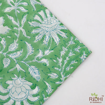 Mint Green and Off White Indian Hand Block Floral Printed Cotton Cloth Napkins Set, Wedding Event Party Home, 9x9"- Cocktail 20x20"- Dinner