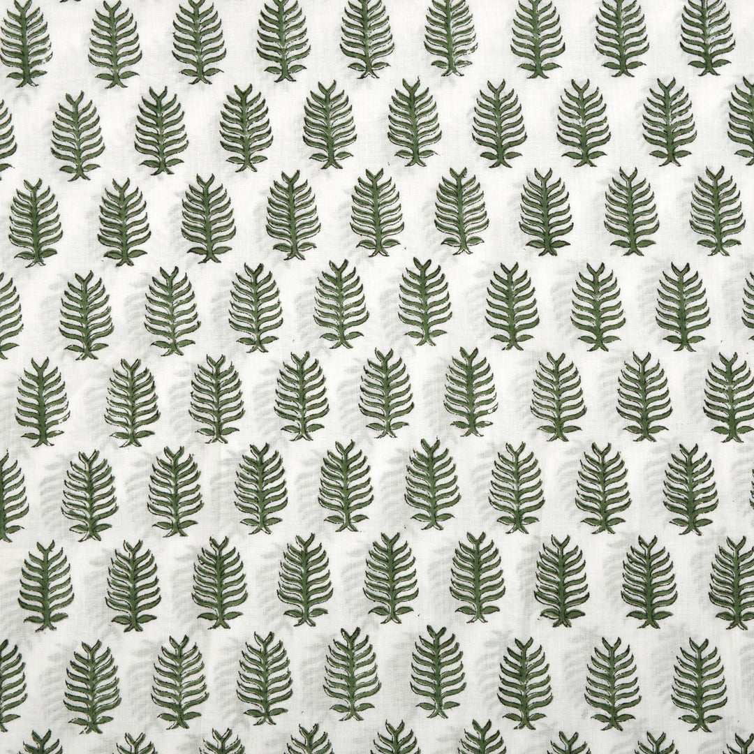 Fabricrush Juniper Green Indian Hand Block Leaf Print 100% Cotton Cloth, Eco-friendly, Fabric by the yard, Women's clothing Curtains Pillows Cushions, Valentine's day, Spring, Easter