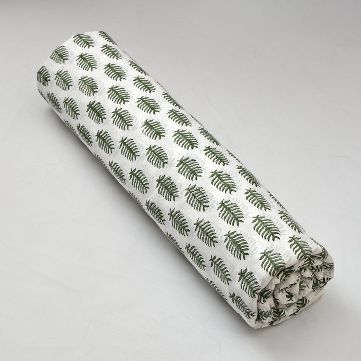 Fabricrush Juniper Green Indian Hand Block Leaf Print 100% Cotton Cloth, Eco-friendly, Fabric by the yard, Women's clothing Curtains Pillows Cushions, Valentine's day, Spring, Easter