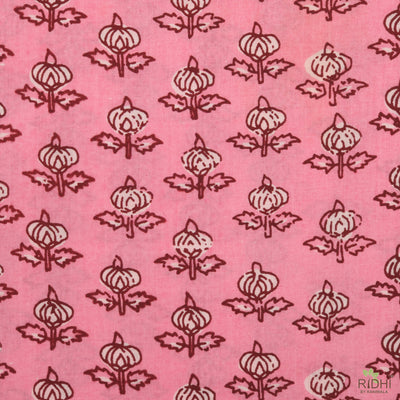 Fabricrush Watermelon Pink, Current Red Indian Floral Printed Cotton Cloth, Fabric by the yard, Curtains Pillows Cushions Bags Chair Covers Quilt Dress