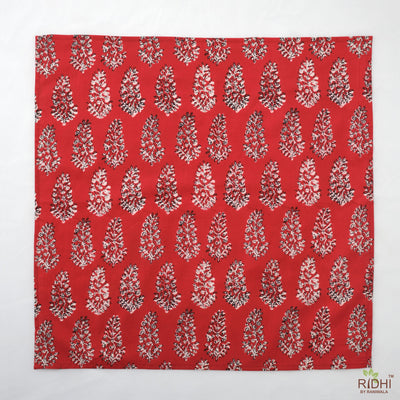 Light Blood Red, Black and White Indian Floral Printed 100% Pure Cotton Cloth Napkins, Gifts, 18x18"- Cocktail Napkins, 20x20"- Dinner Napkins