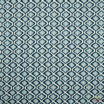 Fabricrush Sea Ice Blue, Navy Blue on White Abstract Indian Print 100% Cotton Cloth, Lightweight Summer Fabric for Women's Dresses Kaftan Kimono Bags