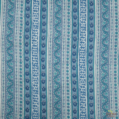 Fabricrush Stone and Teal Blue Indian Floral Printed 100% Pure Cotton Cloth, Fabric by the yard, Women's clothing Curtains Pillows Napkins Dresses Bags