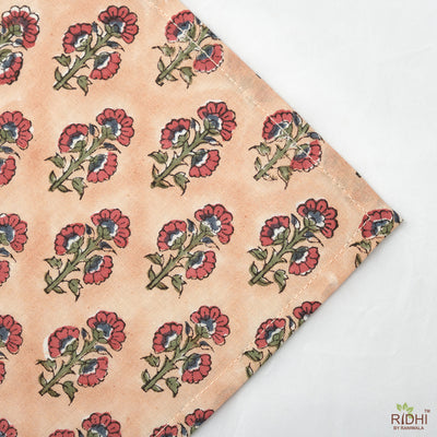 Fabricrush Salmon Pink, Sangria Red Indian Hand Block Floral Printed 100% Pure Cotton Cloth Napkins, 18x18"- Cocktail Napkins, 20x20"- Dinner Napkins
