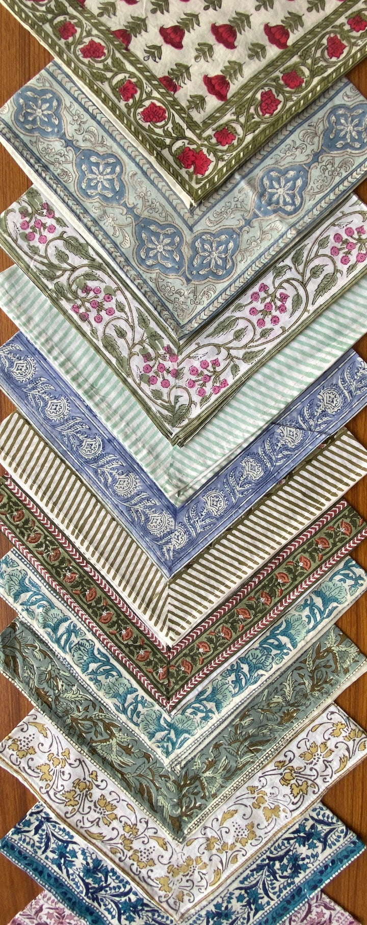 Mix and Match Boho Indian Hand Block Printed Cotton Dinner Border Napkins Size- 20x20"