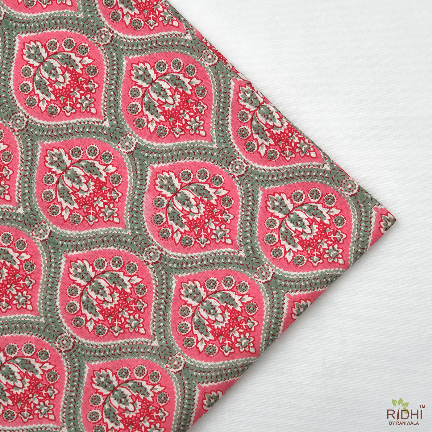 Fabricrush Punch Pink, Russian Green Indian Floral Printed 100% Pure Cotton Cloth Napkins, Gift for Her, 18x18"- Cocktail Napkins, 20X20"- Dinner Napkins