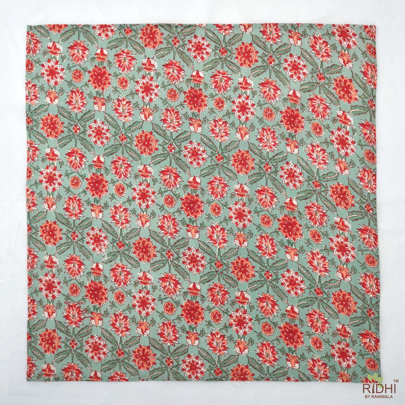 Trumpet Teal, Sweet Pink, Red Indian Floral Printed 100% Cotton Cloth Napkins, Gift for Her, 18x18"- Cocktail Napkins, 20x20"- Dinner Napkins