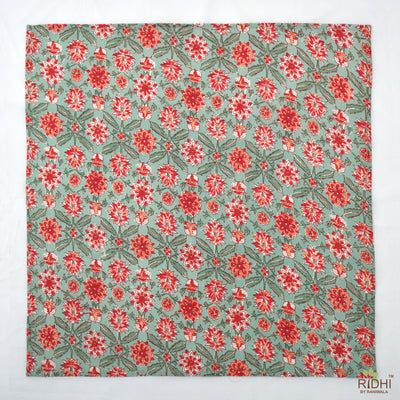 Trumpet Teal, Sweet Pink, Red Indian Floral Printed 100% Cotton Cloth Napkins, Gift for Her, 18x18"- Cocktail Napkins, 20x20"- Dinner Napkins