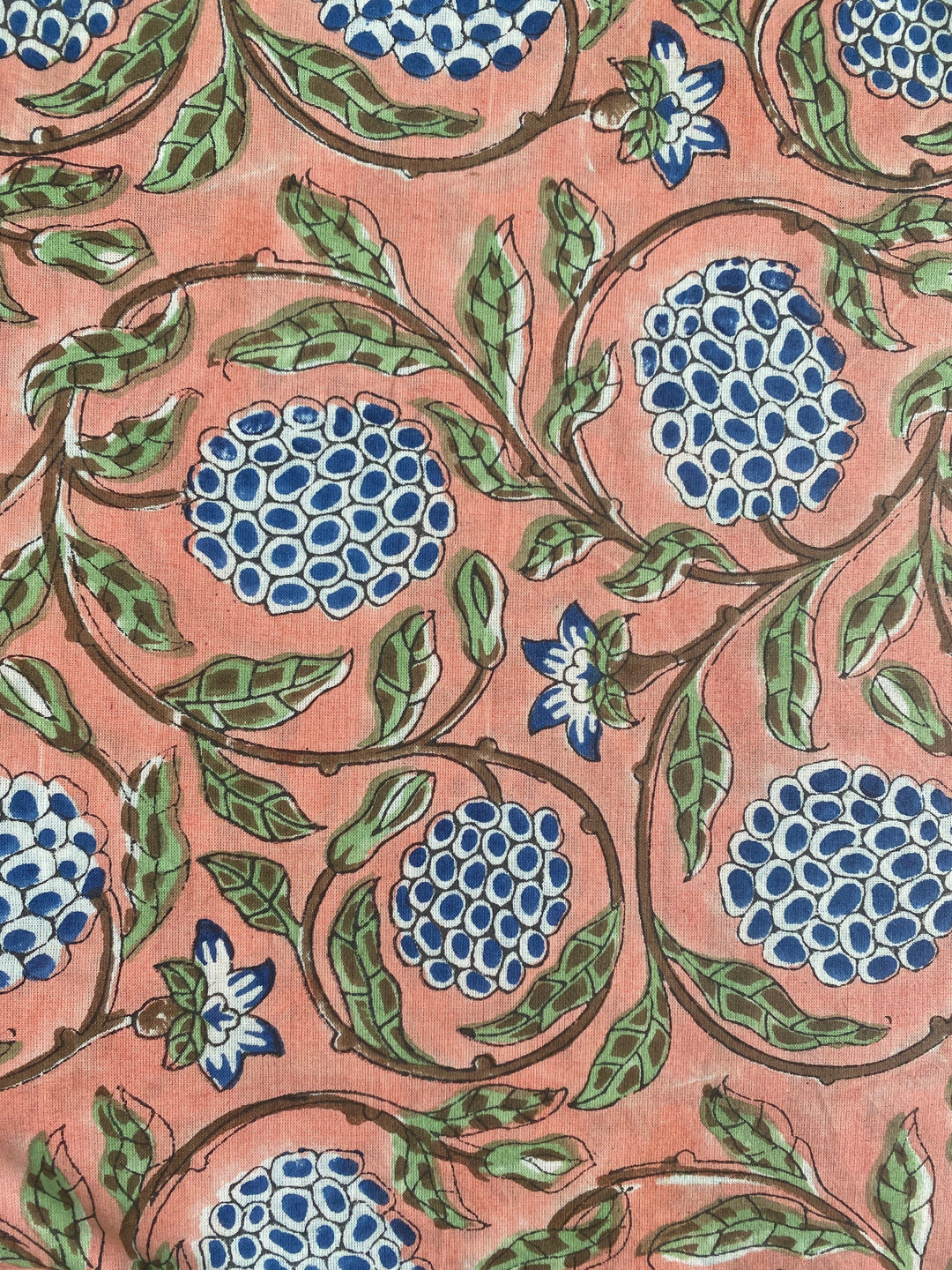 Dark Salmon Pink Hand-Block Printed Cotton Cloth