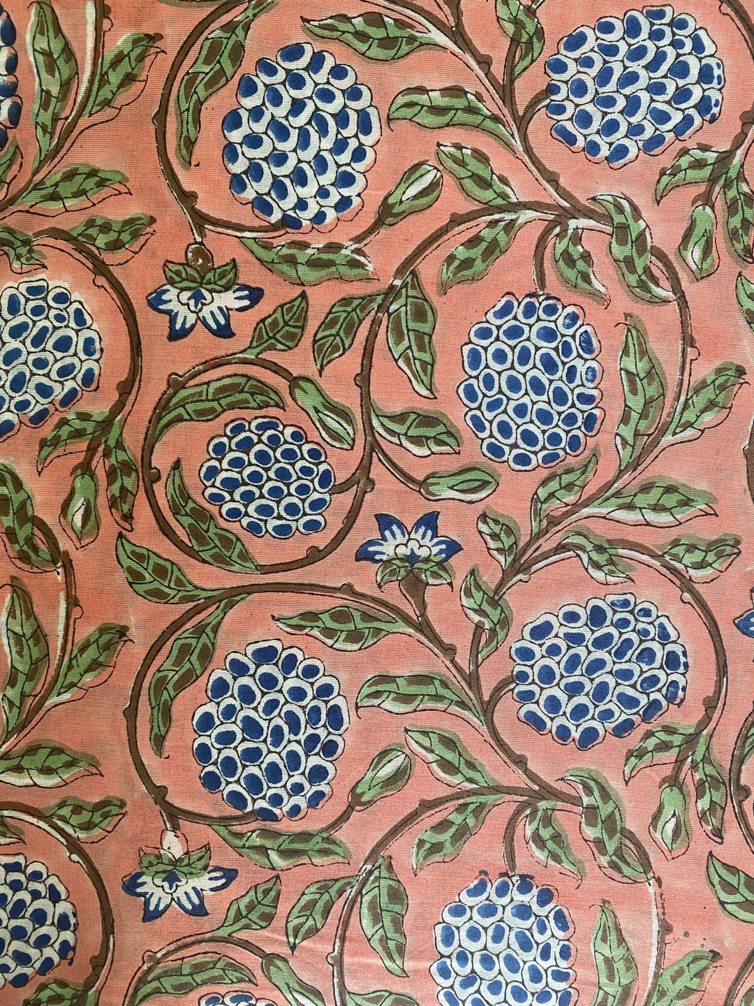 Dark Salmon Pink Hand-Block Printed Cotton Cloth