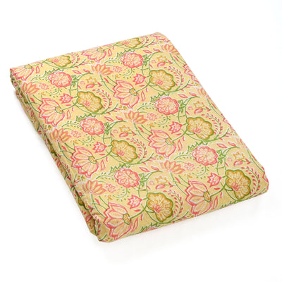 Fabricrush Banana Yellow, Punch Pink, Green Indian Floral Printed 100% Pure Cotton Cloth, Fabric by the yard, Women's Clothing Curtains Cushions Bags