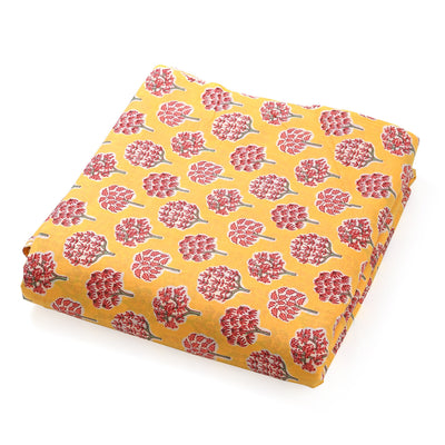 Amber Yellow, Indian Red, Russian Green Indian Floral Print 100% Pure Cotton Cloth, Women's Dress Pillows Bags Cushion, Fabric and Notions,