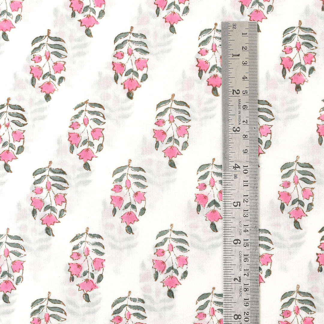 Punch Pink Hand-Block Printed Cotton Cloth