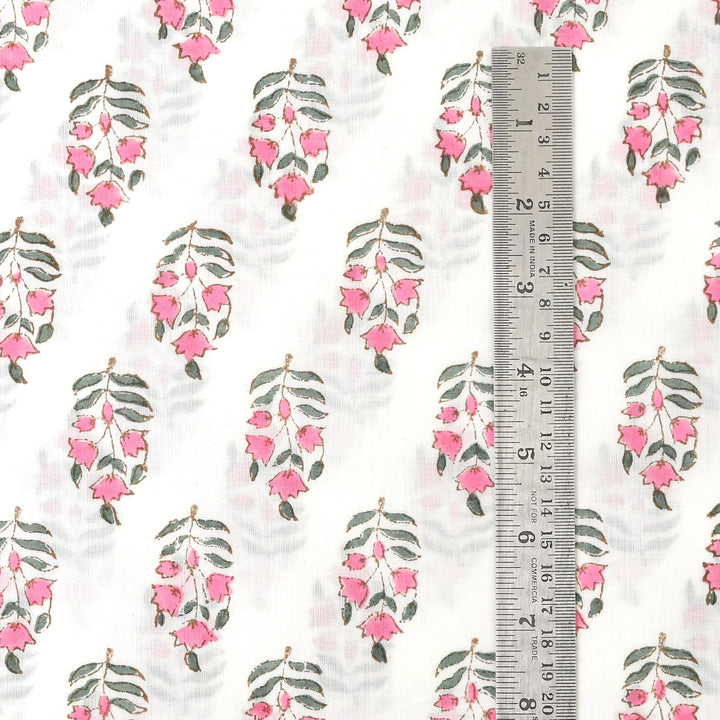 Punch Pink Hand-Block Printed Cotton Cloth