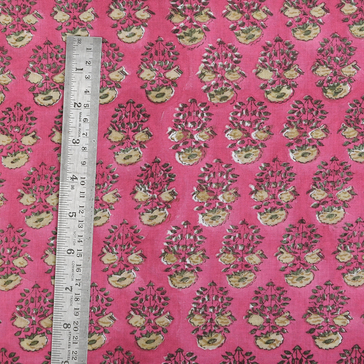 Thistle Purple, Laurel and Olive Green Indian Floral Block Printed Pure Cotton Cloth, Fabric by the yard, Women's Clothing Curtains Pillows