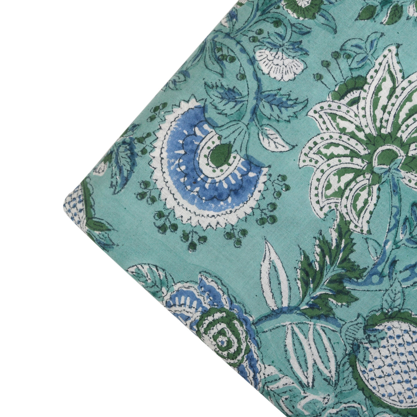Fabricrush Sapphire and Yale Blue Indian Floral Hand Block Printed 100% Pure Cotton Cloth, Fabric by the yard, Women's Clothing Duvet Covers Pillow Bag