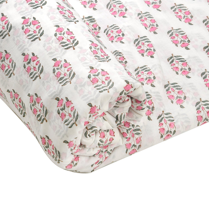 Punch Pink Hand-Block Printed Cotton Cloth