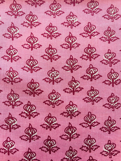 Fabricrush Watermelon Pink, Current Red Indian Floral Hand Printed 100% Pure Soft Cotton Cloth Napkins, 18x18"-Cocktail Napkins, 20x20"- Dinner Napkins