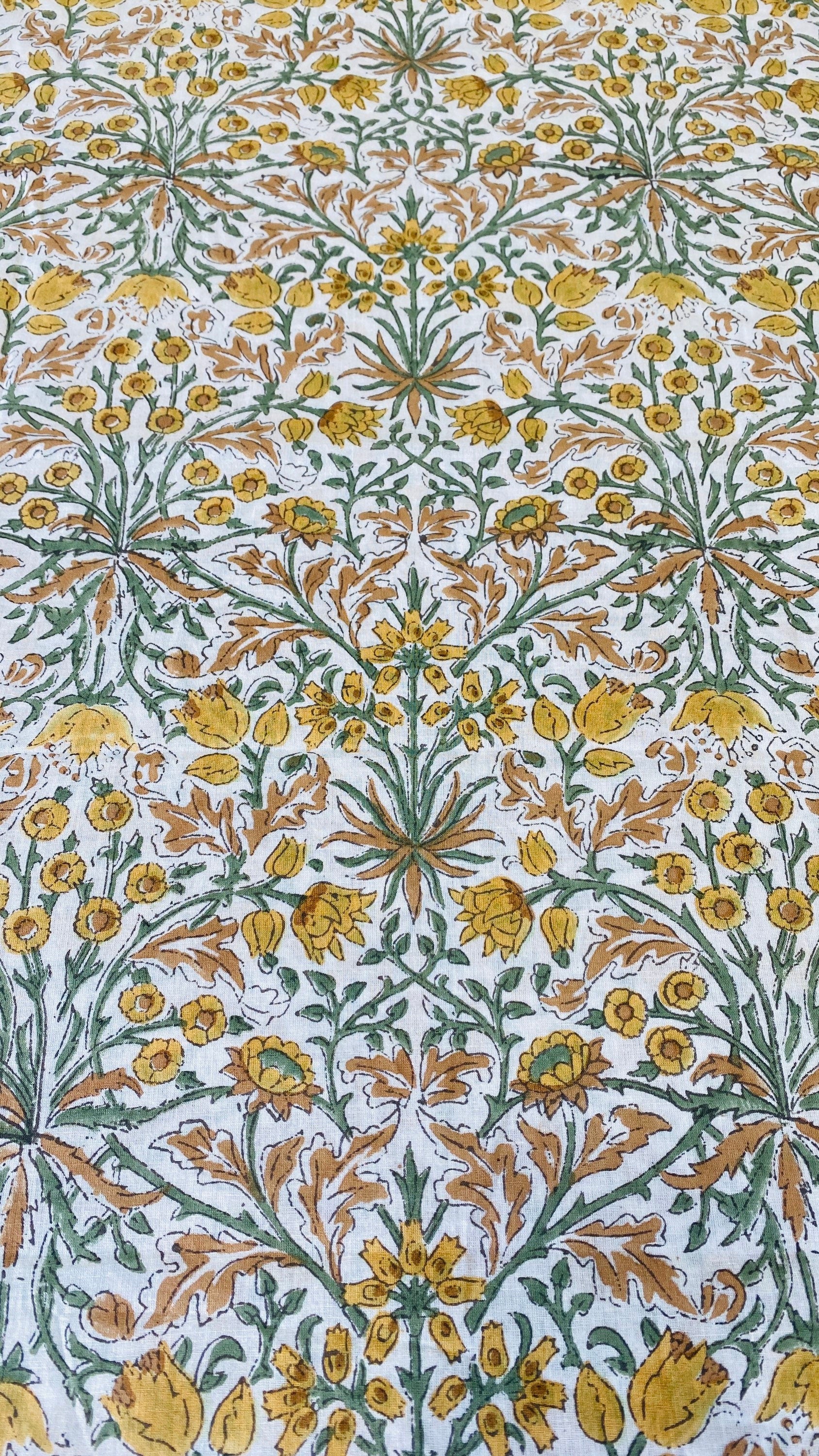 Goldenrod Yellow Hand-Block Printed Cotton Cloth