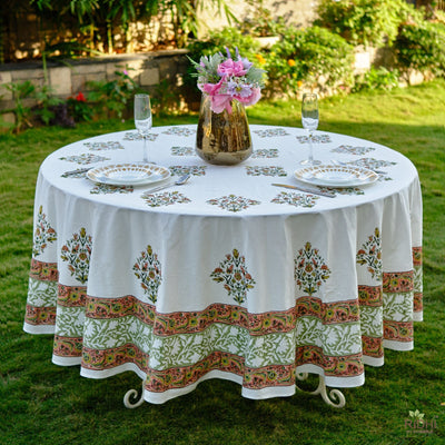 LF table linen Sage Green Round Cotton Tablecloth Table Cover 