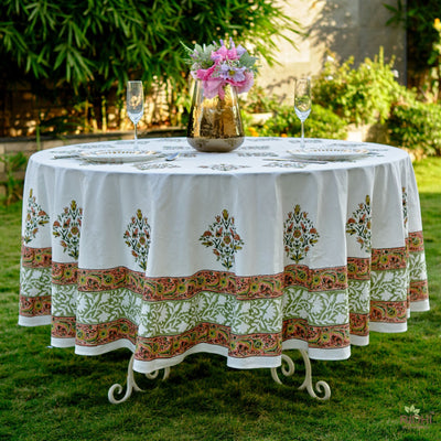 LF table linen Sage Green Round Cotton Tablecloth Table Cover 