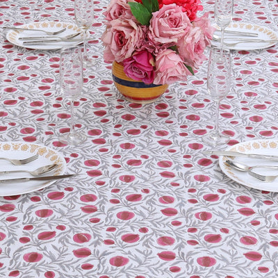 Tulip Hand Block Printed Table Cover Table Linen table linen LF 